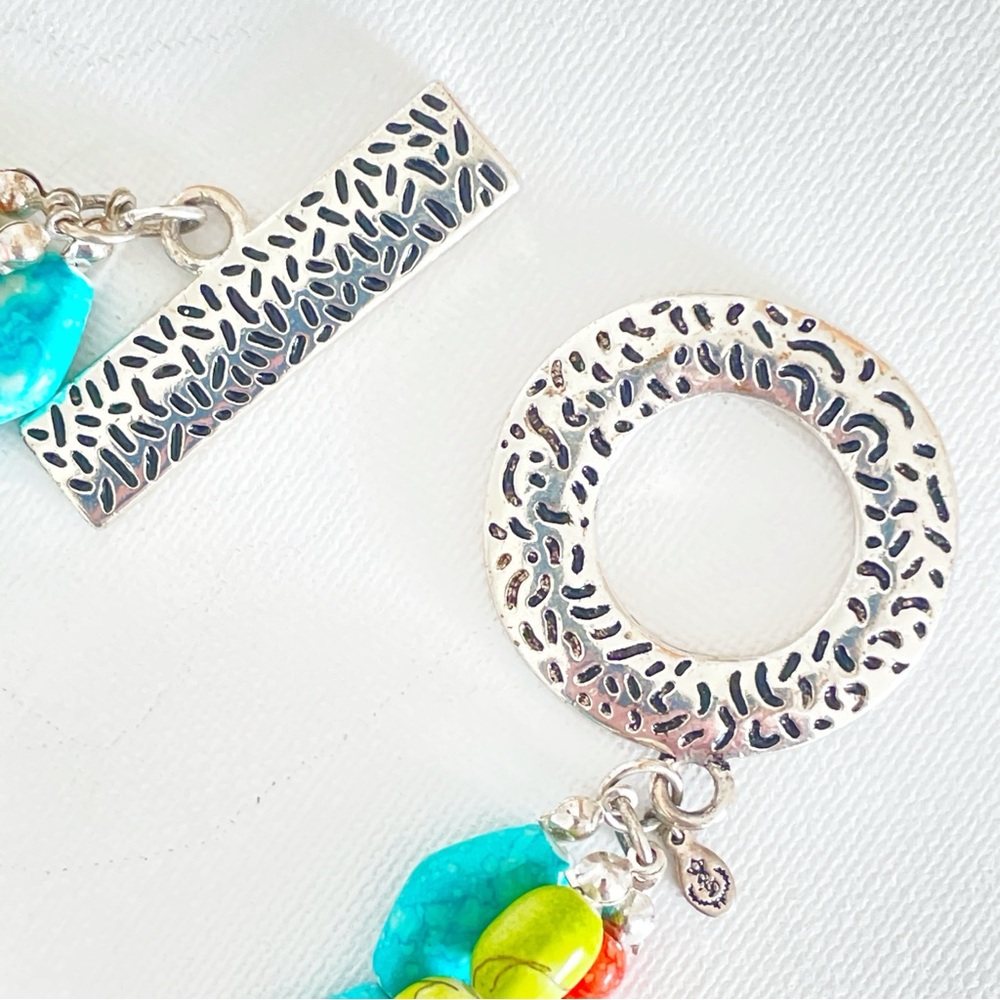 Premier Designs Southwest Beaded Necklace & Bracelet Set Turquoise Coral Lime - Picture 5 of 8